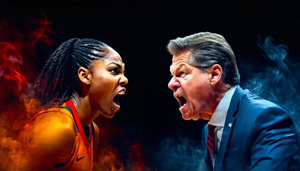 Legendary women's basketball coaches Dawn Staley and Geno Auriemma get into heated shouting match