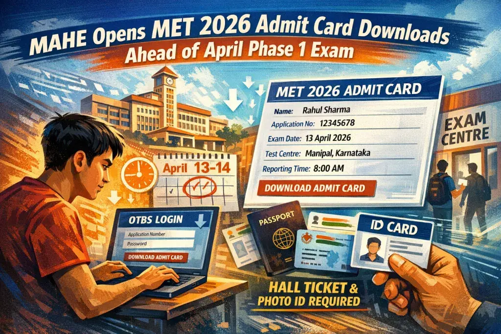 MAHE Opens MET 2026 Admit Card Downloads Ahead of April Phase 1 Exam